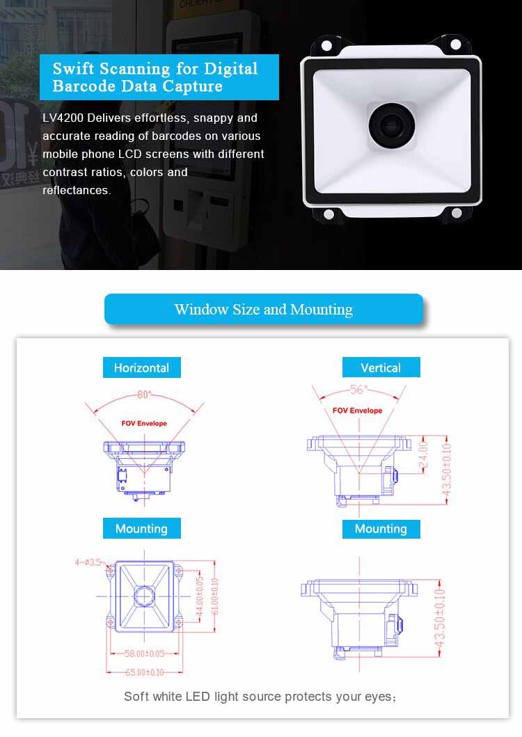 LV4200 2D USB/TTL Módulo de Scanner de Código de Barras